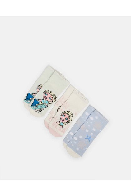 Girls Assorted Frozen Ankle Length Socks (3 Pairs)
