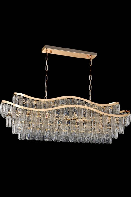 Buz Taşlı kristal Avize Yemek Masası GOLD
