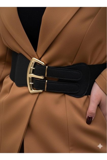 Gold Buckle Elastic Belt Dress Belt Shirt Belt Coat Belt Body Belt