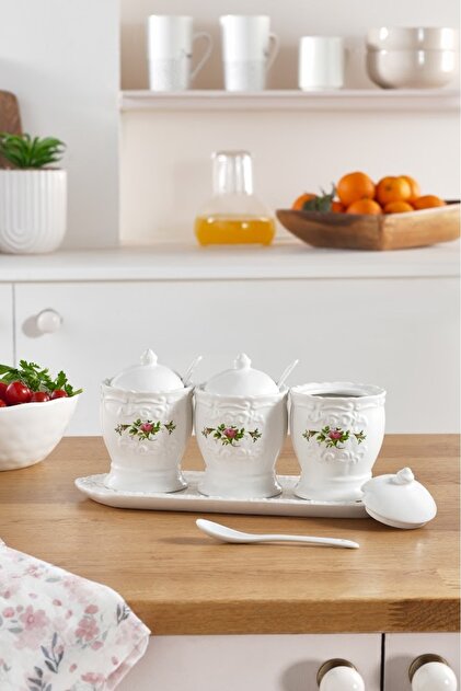 Karaca Antik 3'lü Kaşıklı ve Tepsili Baharat Takımı 200 ml