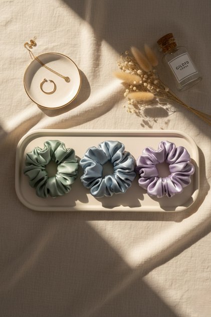 3-Piece Women's Satin Hair Scrunchie Set - Luxurious Silk-Look Tie Scrunchie Bun Night Hair Tie Set