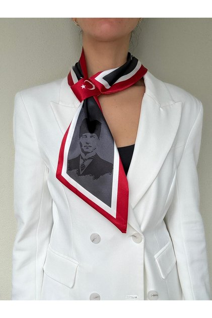 Double Design Ataturk Portrait Tie Scarf