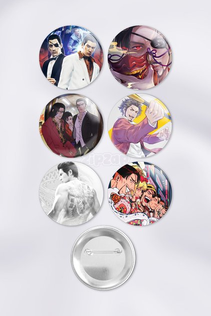 Yakuza Video Game Bag Ornament Pin Button Badge Set (6 Pcs)