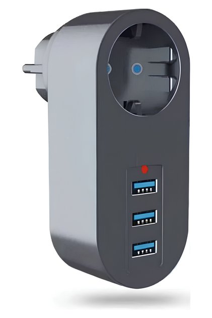 Akım Korumalı Kablosuz Priz 3 USB Girişli USB 2.1A 2500W 10A 3400