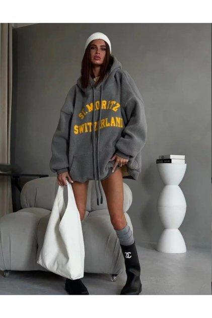 St Morıtz Printed Hooded Fleece Sweatshirt