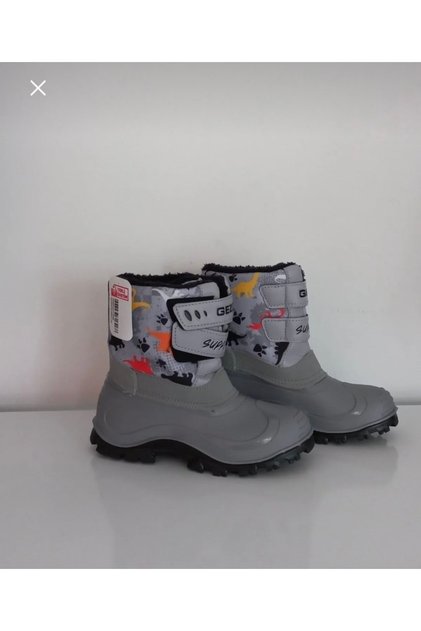 Gray Striped Unisex Children's Boots