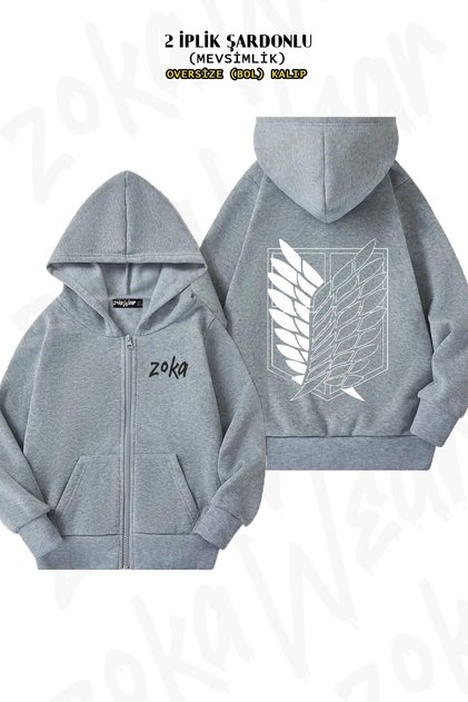 Unisex Attack on Titan, Anime Printed Oversized Back Printed Zippered Hooded Cardigan