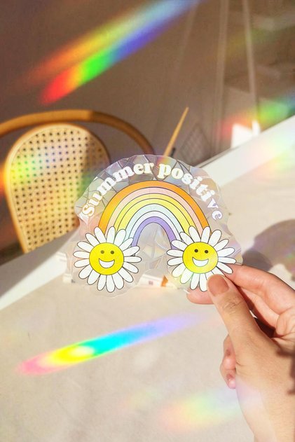Holografik "Summer Positive" Papatya Sun Catcher - Neşeli Gökkuşağı Pencere Filmi