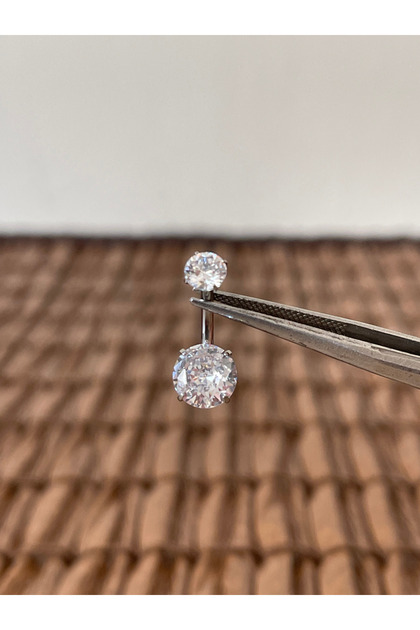 Yüksek Kalite G23 Titanium Parlak Zirkon Taşlı Gümüş Titanyum Göbek Piercingi Taş 8mm