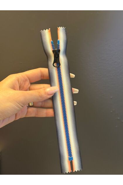 21X4 cm Colorful Threaded Zipper Blue