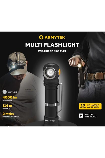 Wizard C2 Pro Max Led Mıknatıslı Şarj Edilebilir Far 4000 lümen, 114 metre mesafeli Fener