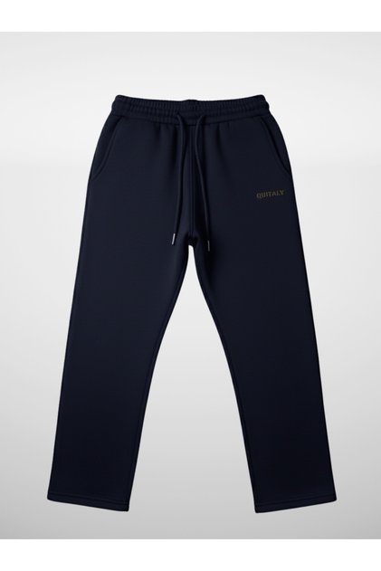 3 Thread Thick Straight Leg Sweatpants / Track Pants - Dark Blue