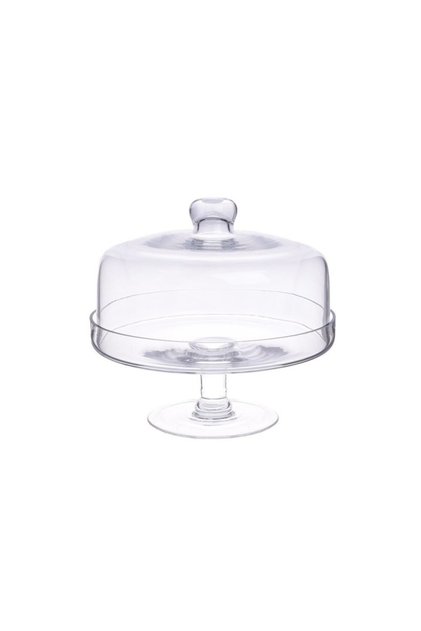 Platou servire din sticlă cu picior și capac, 25x22 cm, elegant pentru masă, cadou