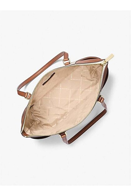 Michael Kors Charlotte Large Logo and Leather Top-Zip Tote Bag