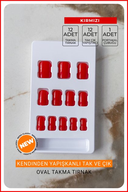 Kendinden Yapışkanlı Tak Ve Çık Oval Takma Tırnak