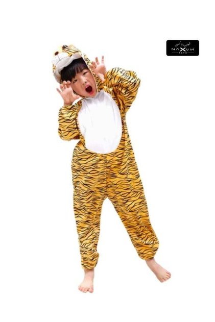 Cute Kids Tiger Costume Jumpsuit with Hood – Fancy Dress Party Outfit for Boys & Girls