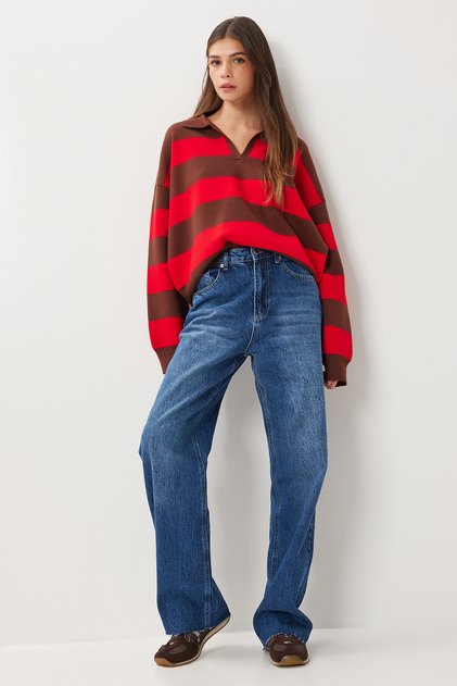 Raw Hem Faded Effect Jean Lri0023 Dark Blue