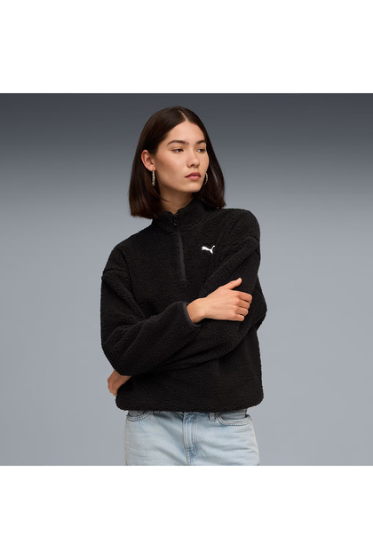 Essentials Elevated Comfort Yarım Fermuarlı Crew Kadın Sweatshirt