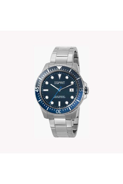 Men's Silver Stainless Steel Watch, Blue Dial | Es1g010m0035