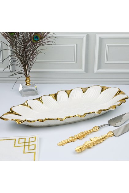 Royking Flora Gold Oval Presentation Plate 49*22 cm Sln 012