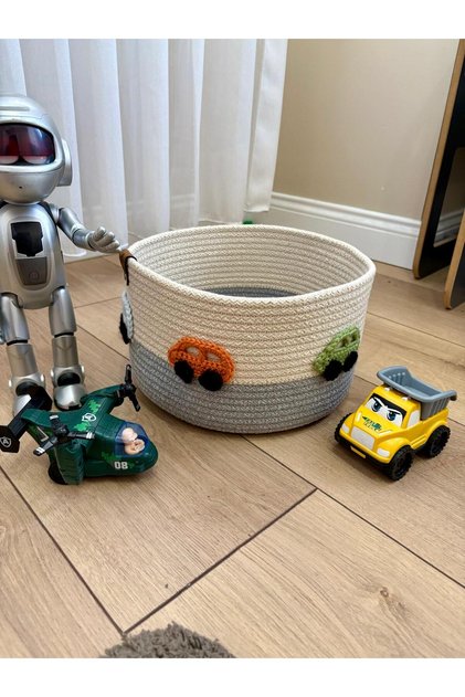 Children's Baby Room Wicker Car Figured Toy Basket Organizer Gift Decorative Basket Hand Knitted