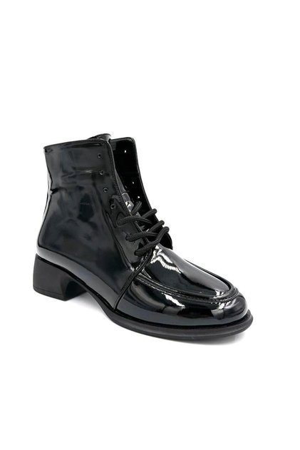 (Park Moda) Riyadh Thermo Non-Slip Sole Lace-Up & Zippered Casual Women's Boots Patent Leather Black