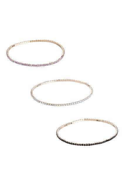 Set Bratari de Culoare Aurie cu Strass & Elastic - 3buc