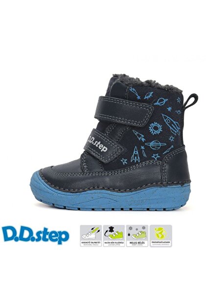 Αγορίστικες μπότες από δέρμα με γούνα DD Step W071-42680B