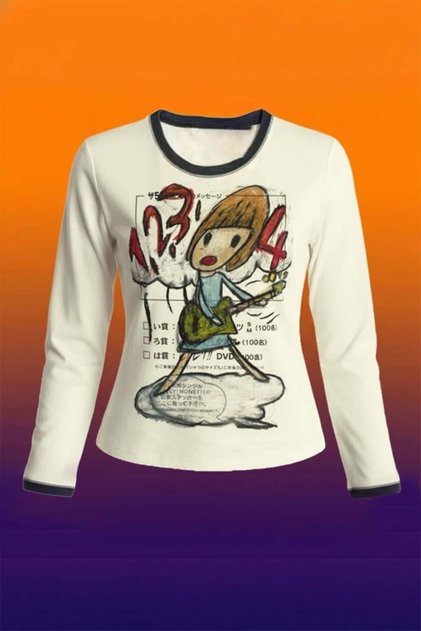 Guitarist Girl Number Y2K Long Sleeve Crop Bodysuit
