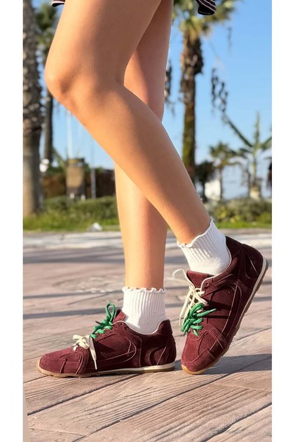 Glow Genuine Leather Suede Double Laced Colorful Sneaker Sports Shoes