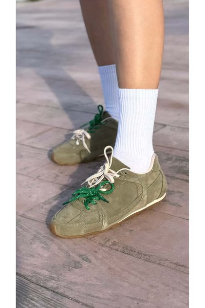 Glow Genuine Leather Suede Double Laced Colorful Sneaker Sports Shoes