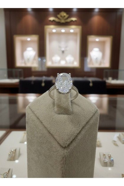 Mozanit Pırlanta 3 carat Tek Taş Uluslar Arası Sertifikalı Gümüş Yüzük