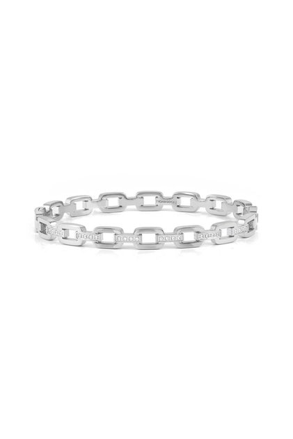 PRETTY BANGLES Paslanmaz Çelik Bileklik ve Zirkon Zincir (SMALL) SILVER