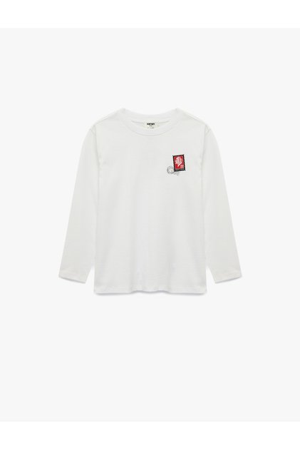 Long Sleeve Crew Neck Ataturk Printed Cotton T-Shirt