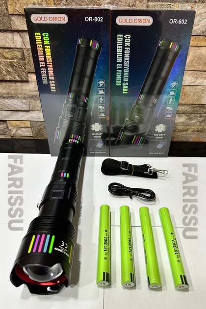 farissu Süper Güçlü Beyaz Lazer Zoom El Feneri - Gold Orion OR-802