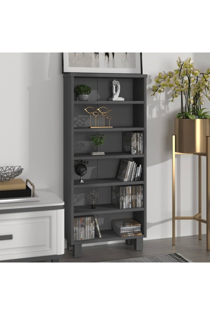 CD Cabinet HAMAR Dark Grey 45x18x100 cm Solid Wood Pine