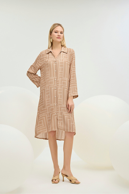 21347 Women's Buttoned Shirt Collar Dress