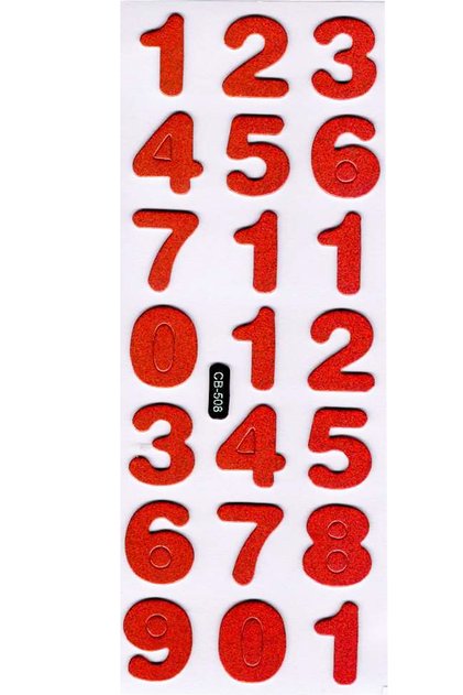 Embossed Sticker Notebook Planner Label (Cb508) 16X7 cm - Red Numbers