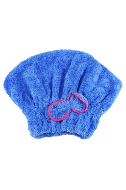 Prosop turban, uscare rapidă, poliester, 24x19 cm, albastru