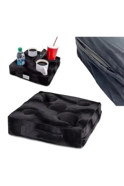 Perna suport de bauturi, pentru canapea, cu 5 locuri, 32x10 cm, negru