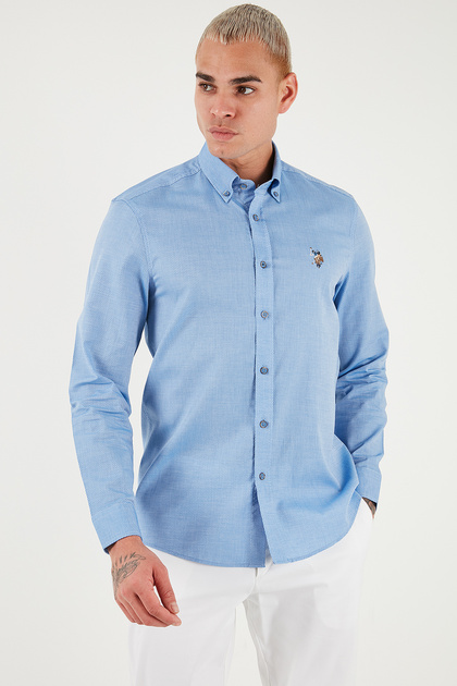 U.S. Polo Cotton Slim Fit Logo Long Sleeve Shirt Men's Shirt G081Sz0042225619