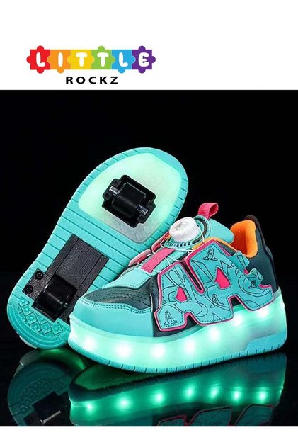 Kids Two Wheel Roller Shoes Rechargeable LED Flash Light Sneaker Skate Heelys Shoes