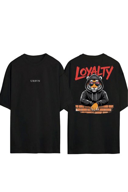 Loyal Design Printed Black Oversized t Shirt