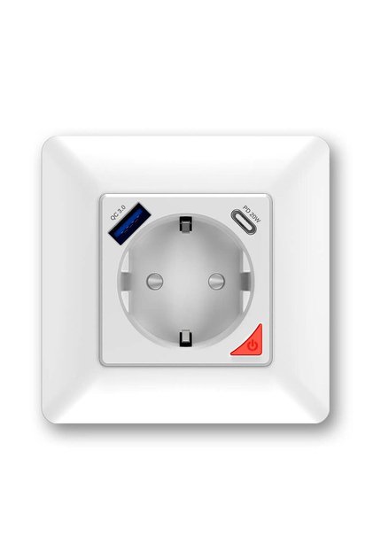 Priză inteligentă WiFi cu încărcare rapidă USB-C și USB-A, compatibilă cu Alexa și Google Assistant