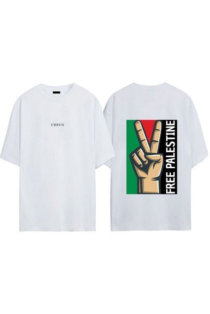 Free Palestine Design Printed White Oversized T-Shirt