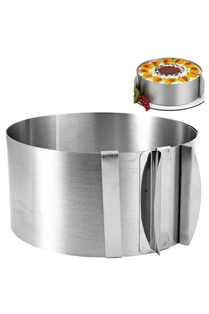 Inel reglabil pentru tort din oțel inoxidabil, diametru 16–30 cm, înălțime 15 cm, argintiu