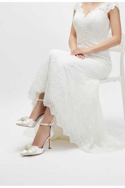 Pearl Stone Thin Heeled Bow Wedding Dress Wedding Evening Dress Shoes