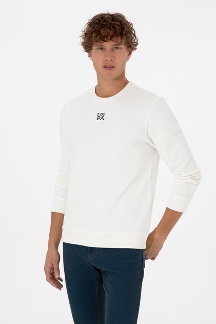 Erkek Regular Fit Bisiklet Yaka Krem Sweatshirt 50308649-VR071