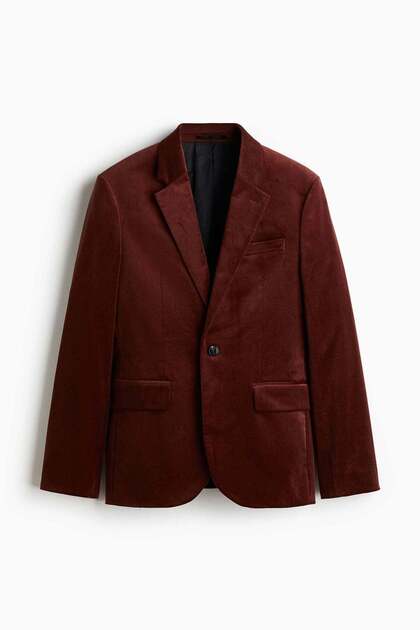 Regular Fit Single-breasted velvet jacket