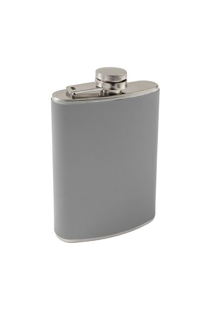 Steel 8 oz Grey Leather Covered 240 ml Liquor Flask Rd56